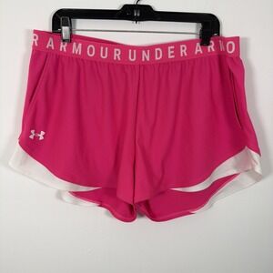 Under Armour UA Play Up 3.0 Women XXL Pink Loose Athletic Fit Shorts Gym Workout